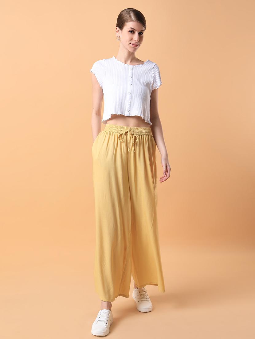 women solid flat front wide leg trouser - 21514484 - Standard Image - 4