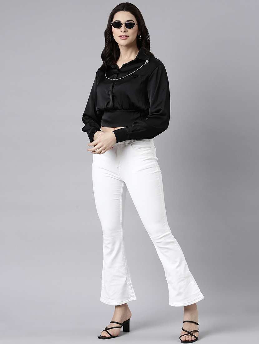 women solid collared blouson top - 21514495 - Standard Image - 4