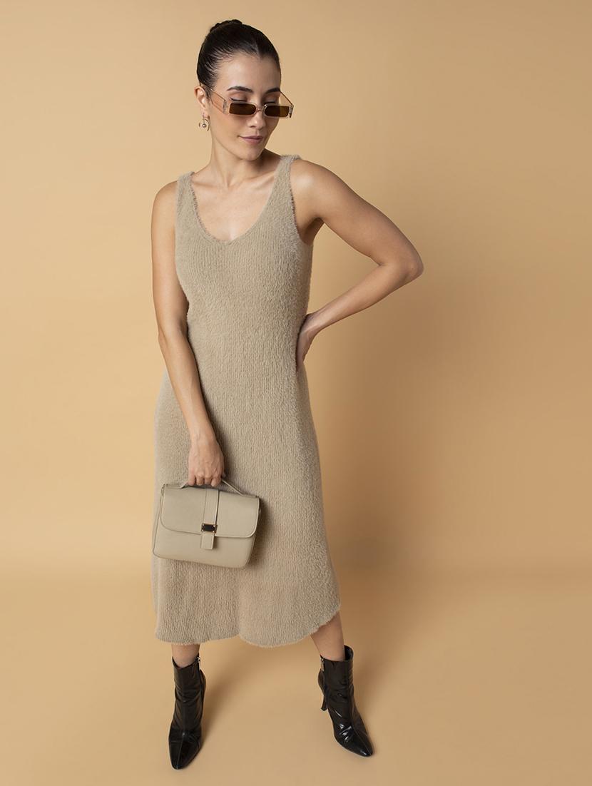 women solid sleeveless a-line dress - 21514523 - Standard Image - 4