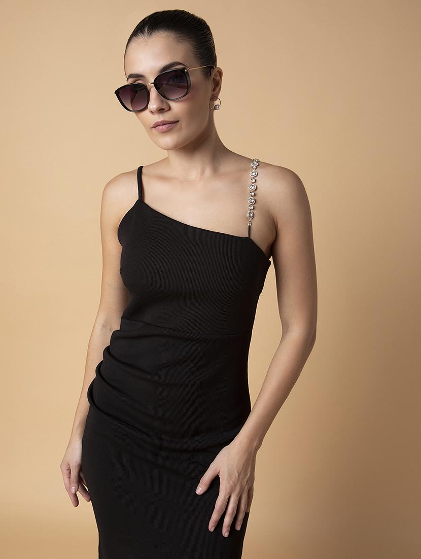 women black solid sheath dress - 21514527 - Standard Image - 1