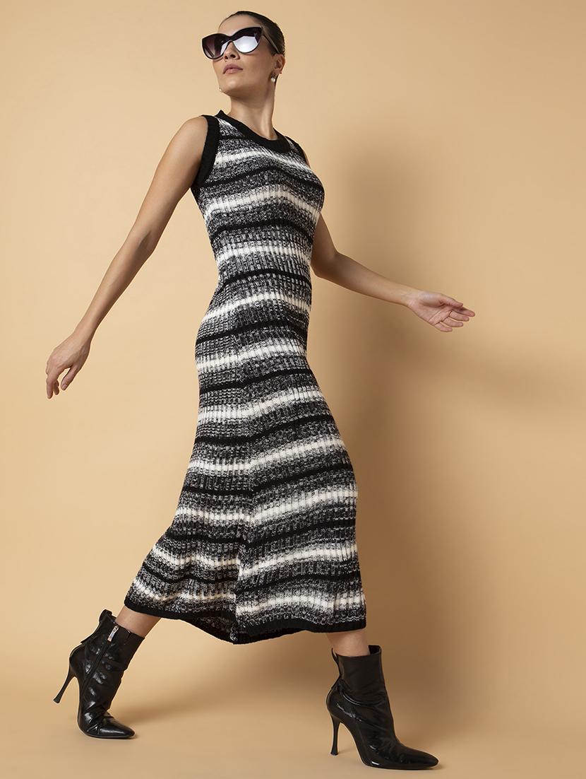 women black self design sleeveless a-line dress - 21514535 - Standard Image - 4