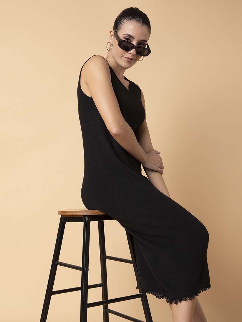 women black solid sheath dress - 21514544 -  Standard Image - 1