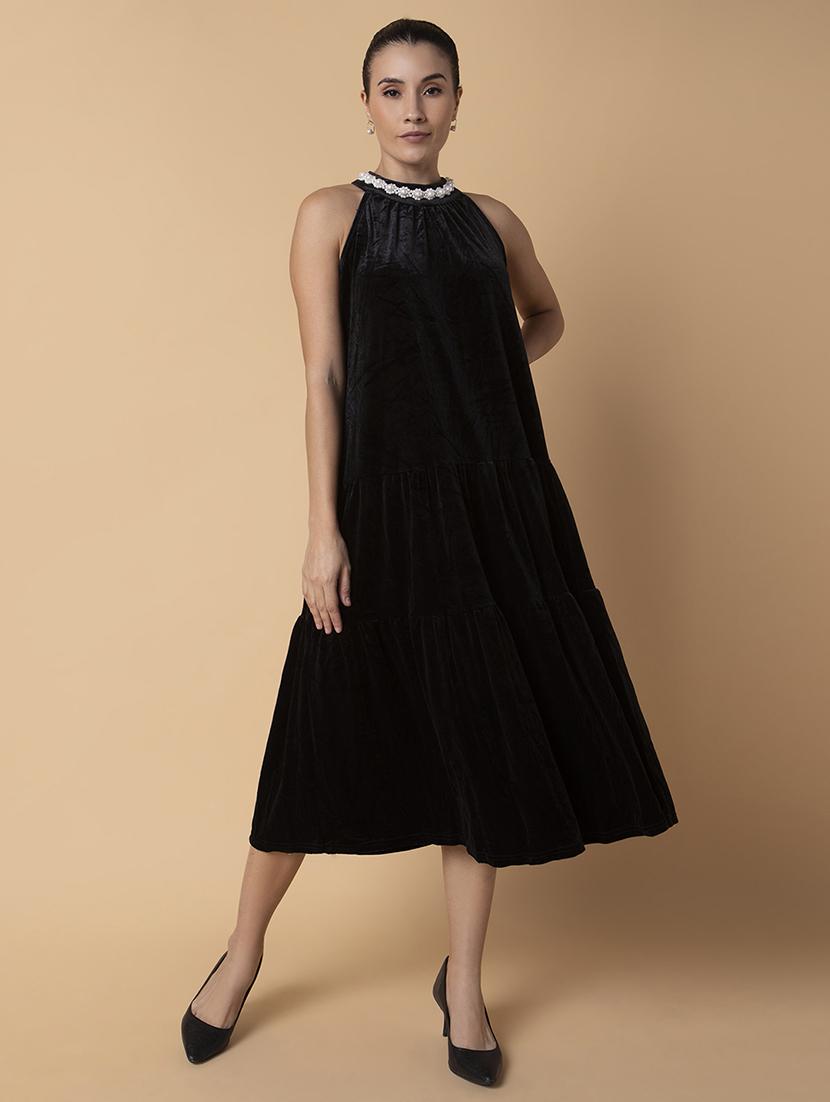 women black solid a-line dress - 21514546 -  Zoom Image - 0