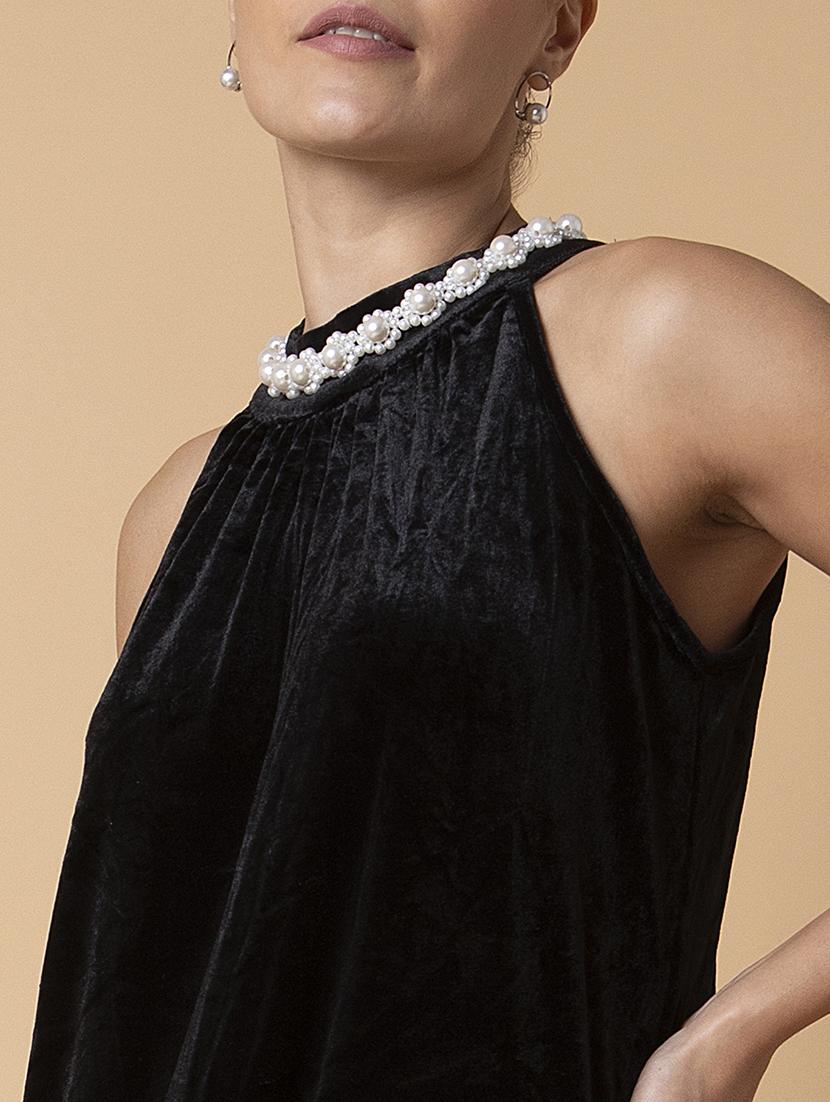 women black solid a-line dress - 21514546 - Standard Image - 6