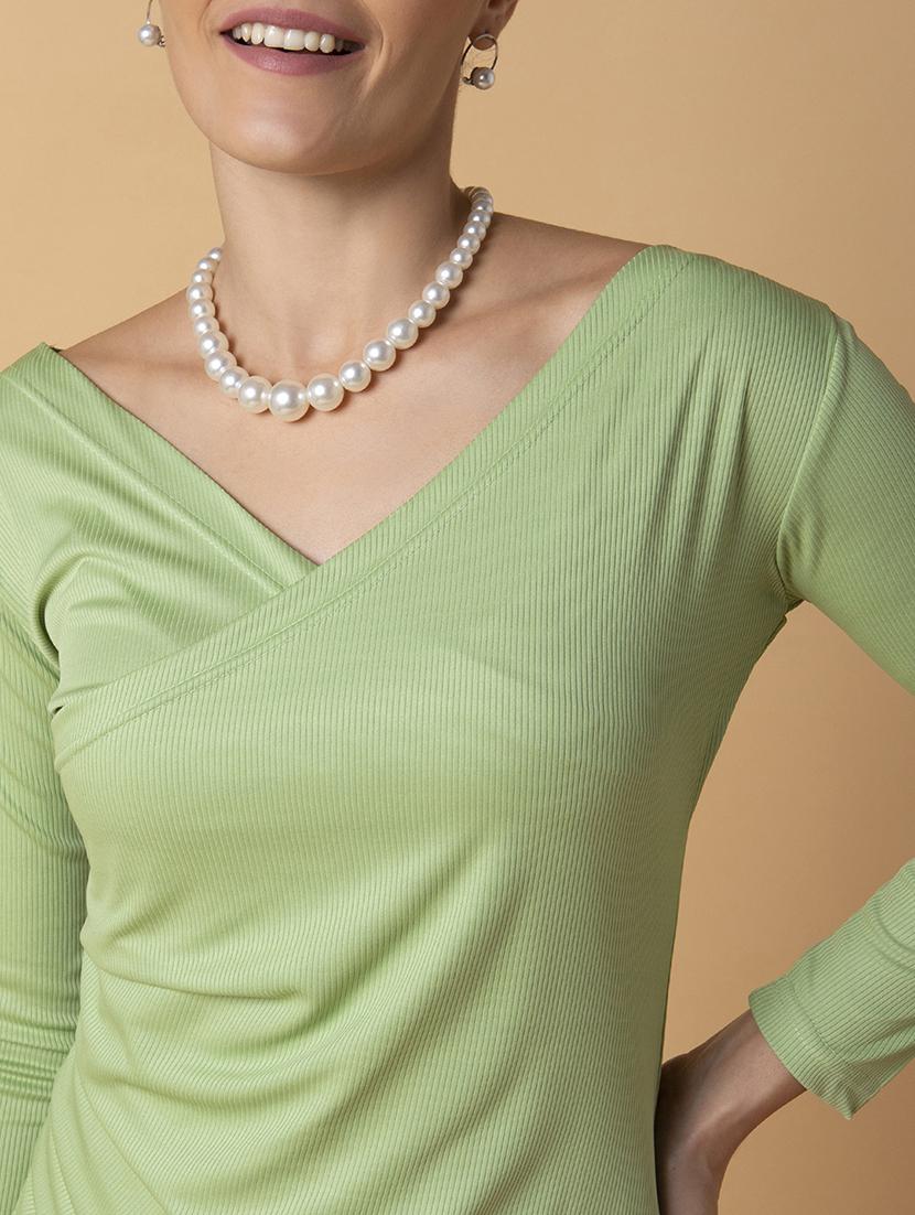 women sea green solid wrap dress - 21514548 - Standard Image - 6
