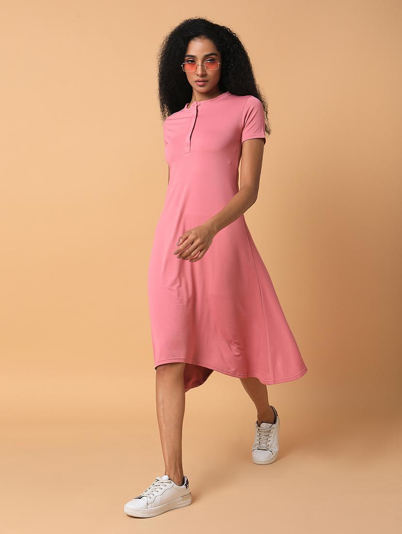 women pink solid a-line dress - 21514551 - Standard Image - 4