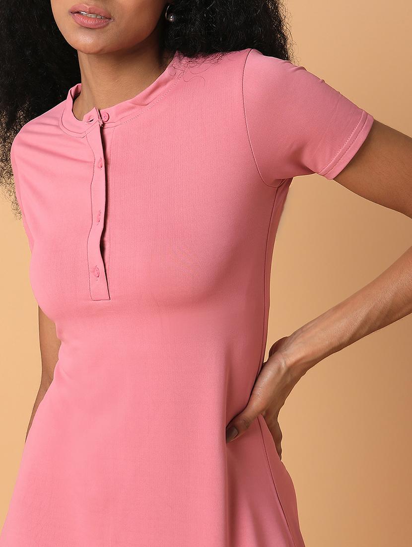 women pink solid a-line dress - 21514551 - Standard Image - 6