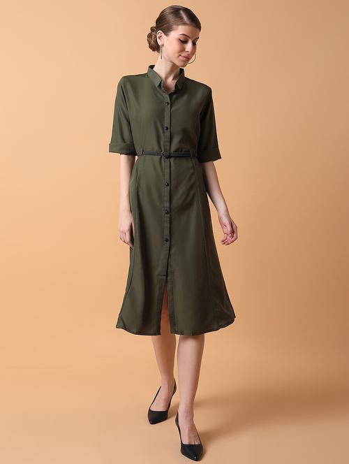 women solid collared shirt dress - 21514562 - Standard Image - 0