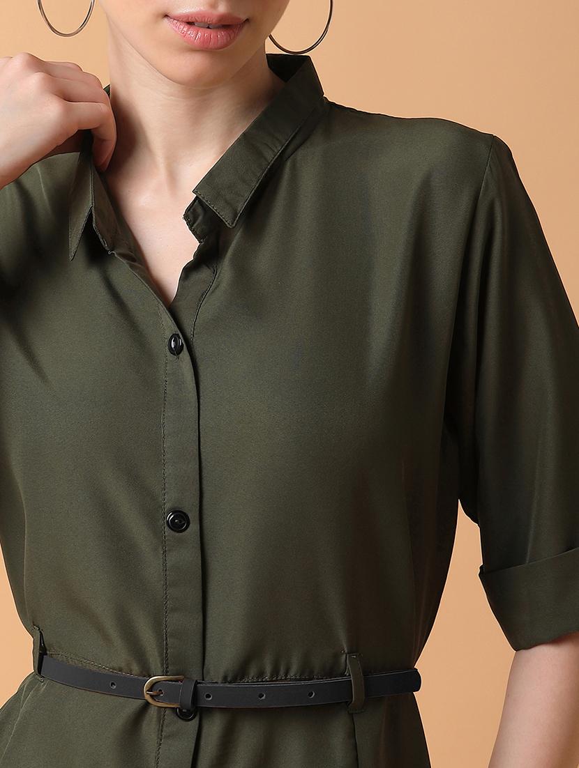 women solid collared shirt dress - 21514562 - Standard Image - 6