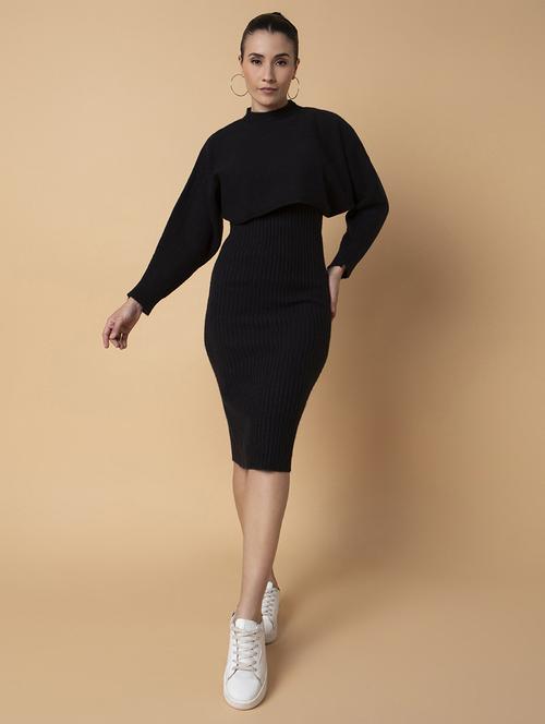 women black solid bodycon dress - 21514567 - Standard Image - 0
