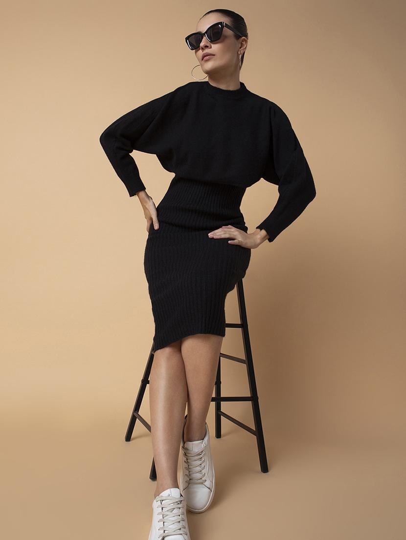 women black solid bodycon dress - 21514567 - Standard Image - 4