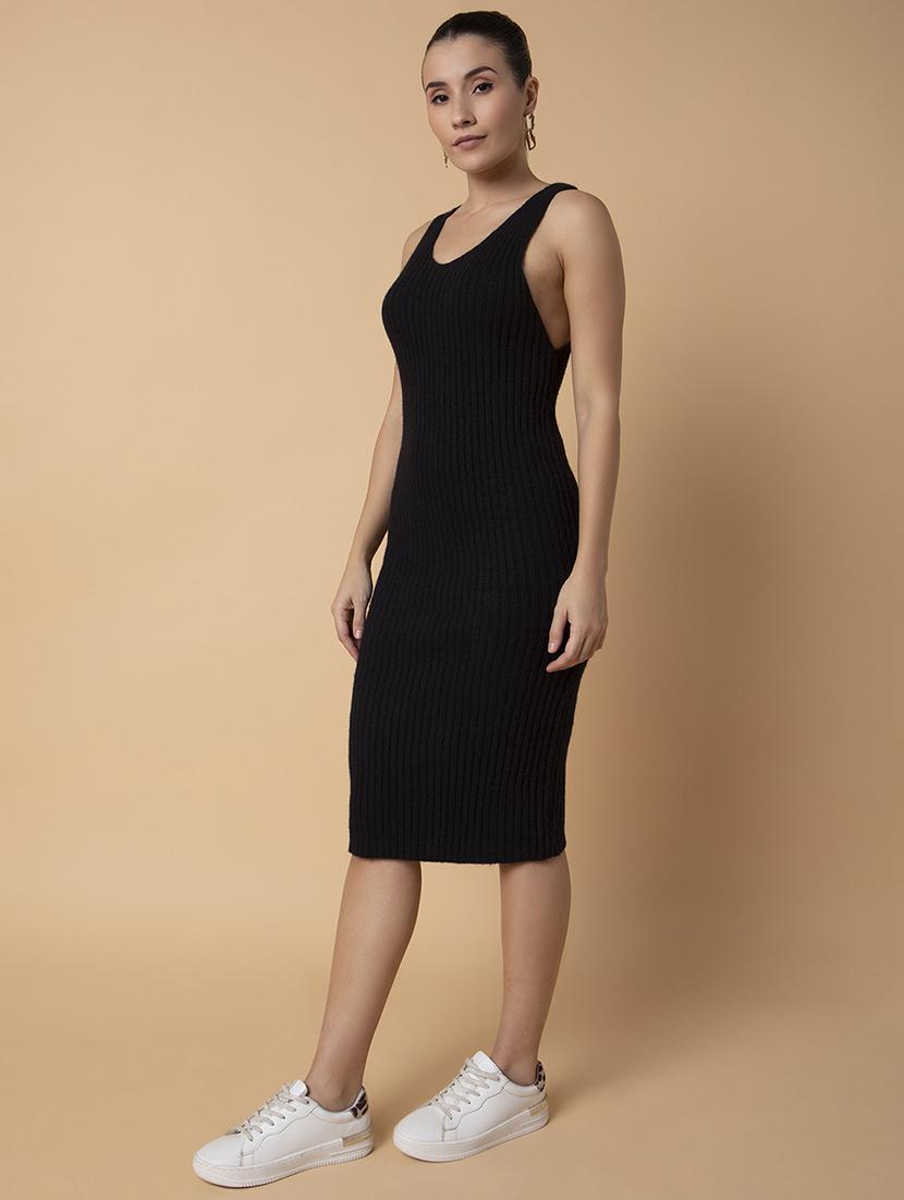 women black solid bodycon dress - 21514567 - Standard Image - 6