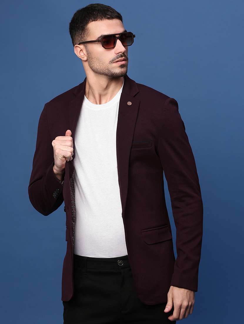 men purple solid casual blazer - 21514577 -  Standard Image - 1