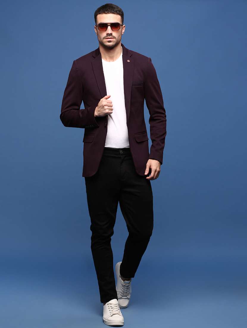 men purple solid casual blazer - 21514577 -  Standard Image - 4