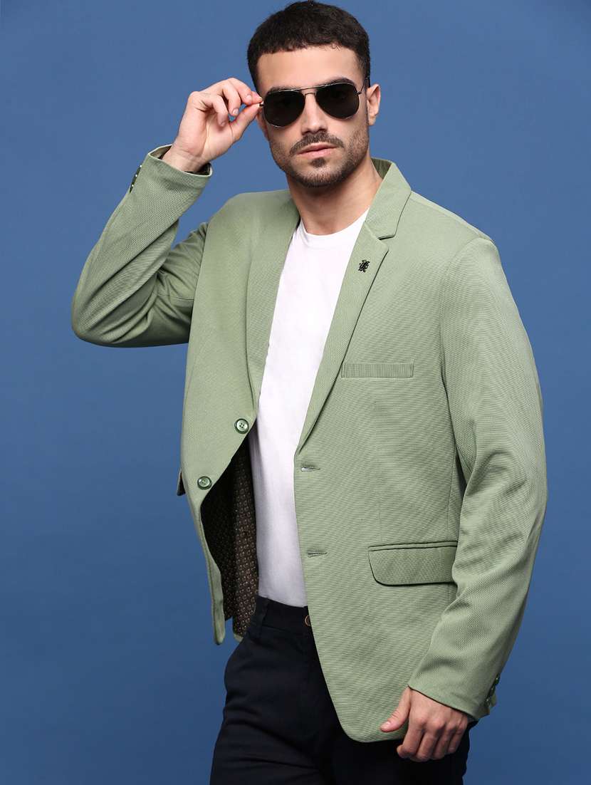 men green solid casual blazer - 21514580 -  Standard Image - 1
