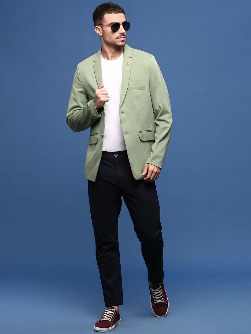 men green solid casual blazer - 21514580 -  Standard Image - 4
