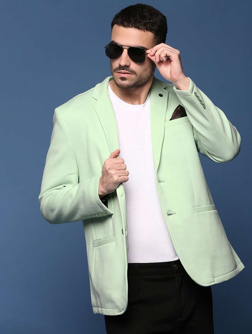 men solids single breasted casual blazer - 21514584 -  Standard Image - 1