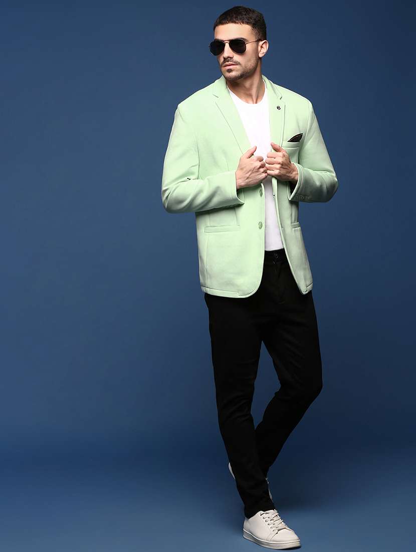 men solids single breasted casual blazer - 21514584 -  Standard Image - 4
