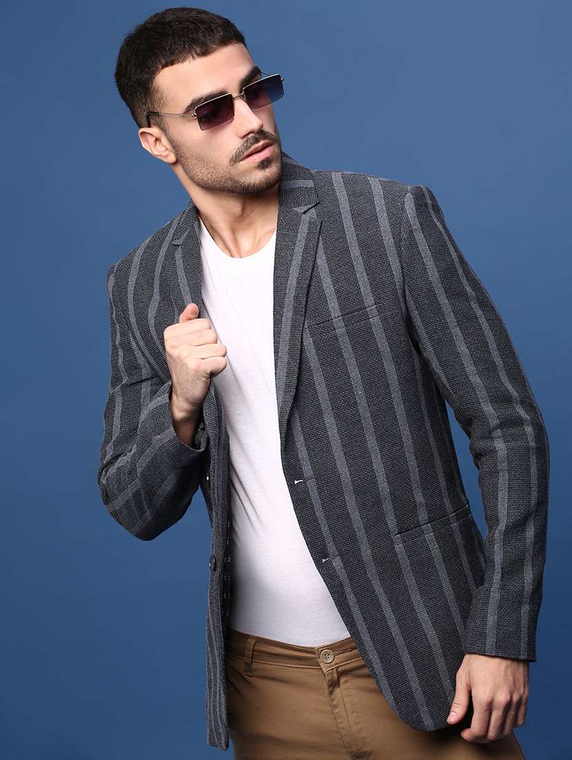 men charcoal single breasted casual blazer - 21514588 -  Standard Image - 1