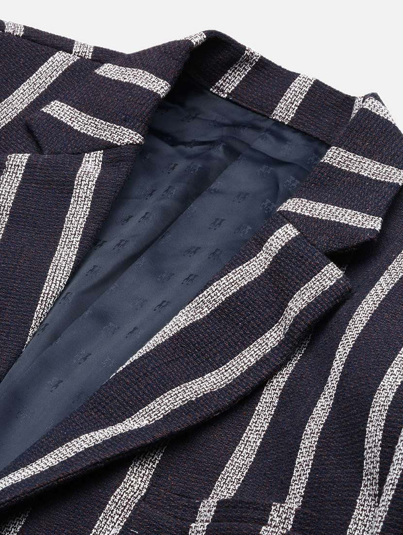 men navy blue single breasted casual blazer - 21514589 -  Standard Image - 6