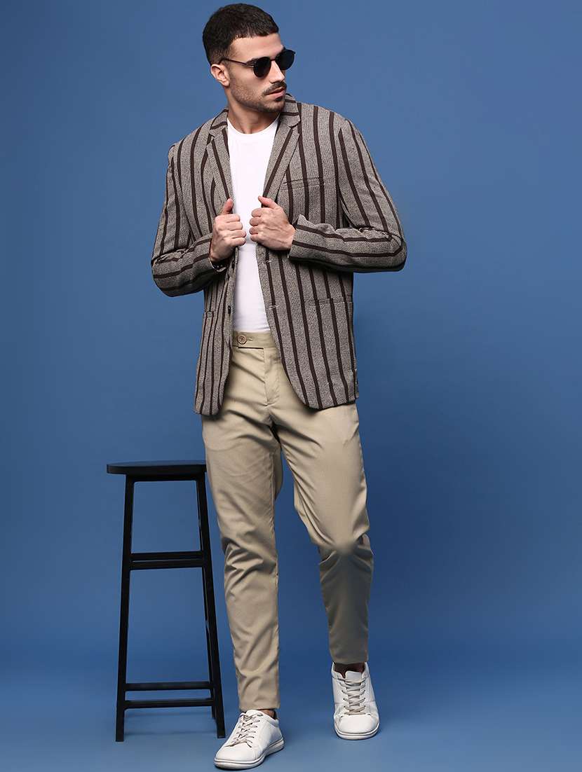 men long sleeve stripes casual blazer - 21514590 -  Standard Image - 4