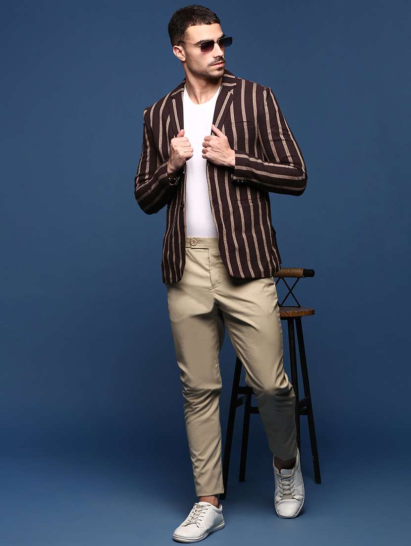 men long sleeve stripes casual blazer - 21514596 -  Standard Image - 4