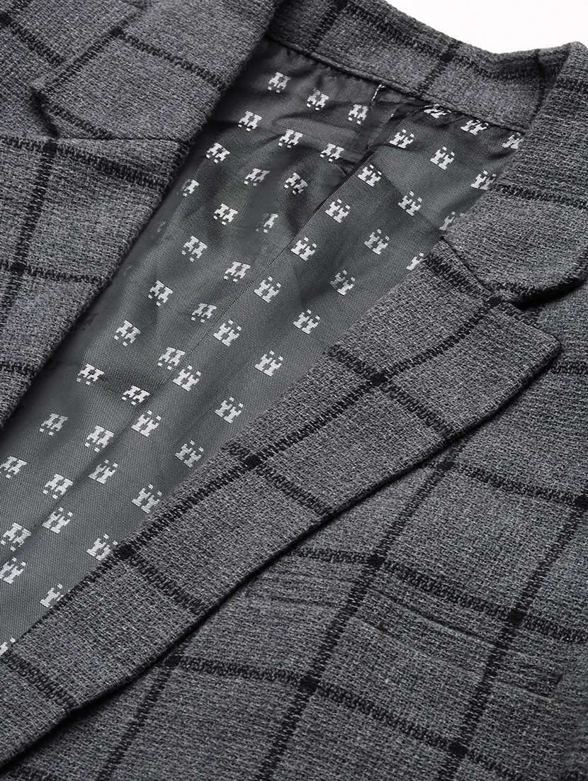men long sleeve checks single breasted casual blazer - 21514598 -  Standard Image - 6