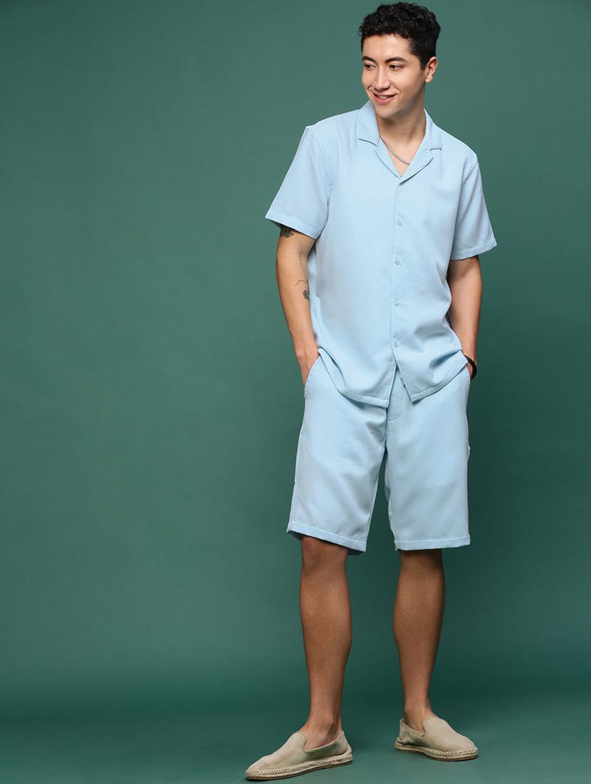 men collared solid co-ord set - 21514633 - Standard Image - 4