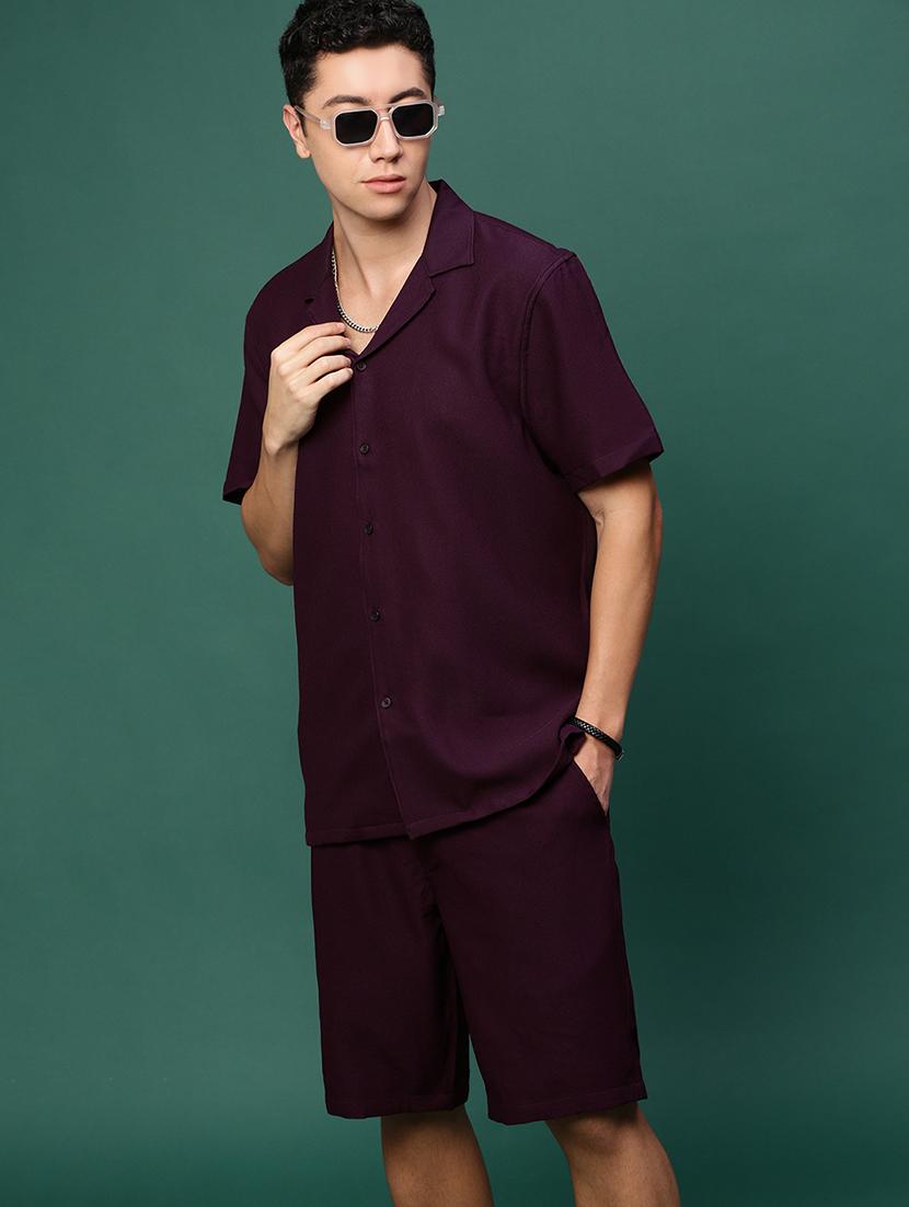 men purple solids co-ord sets - 21514642 -  Standard Image - 1