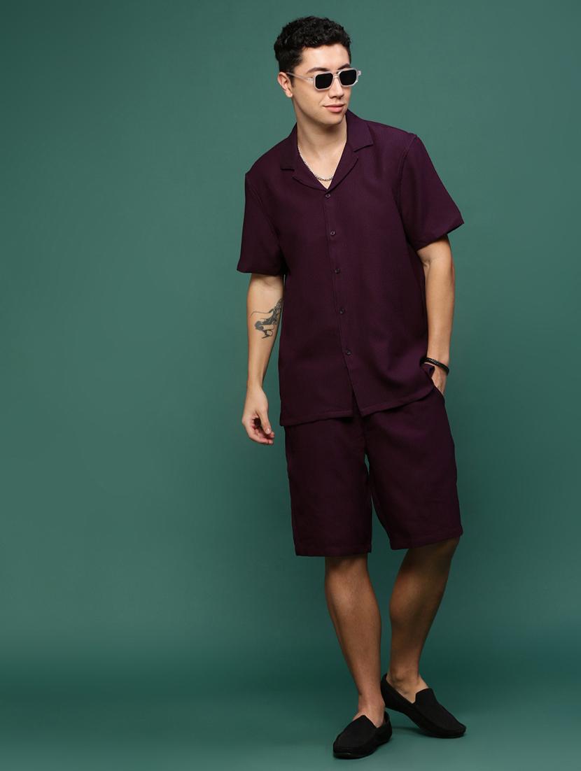 men purple solids co-ord sets - 21514642 - Standard Image - 4