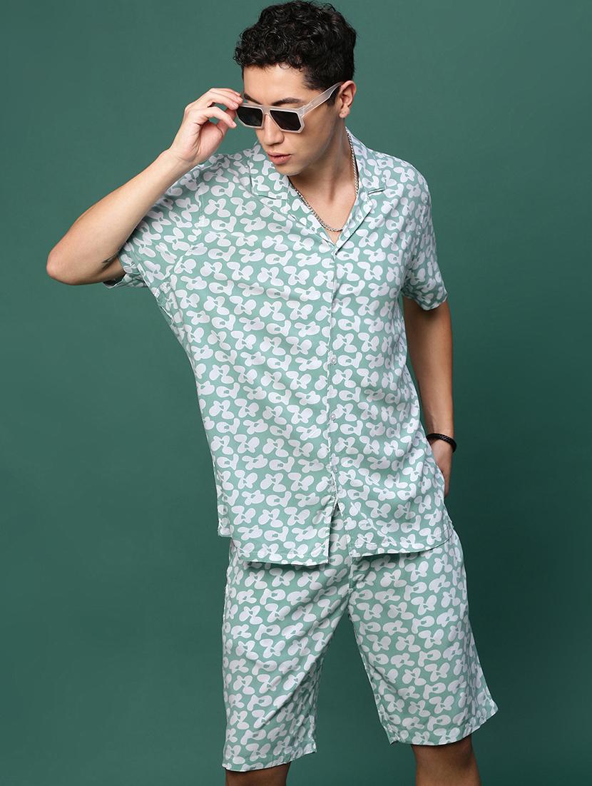 men green printed co-ord set - 21514649 -  Standard Image - 1