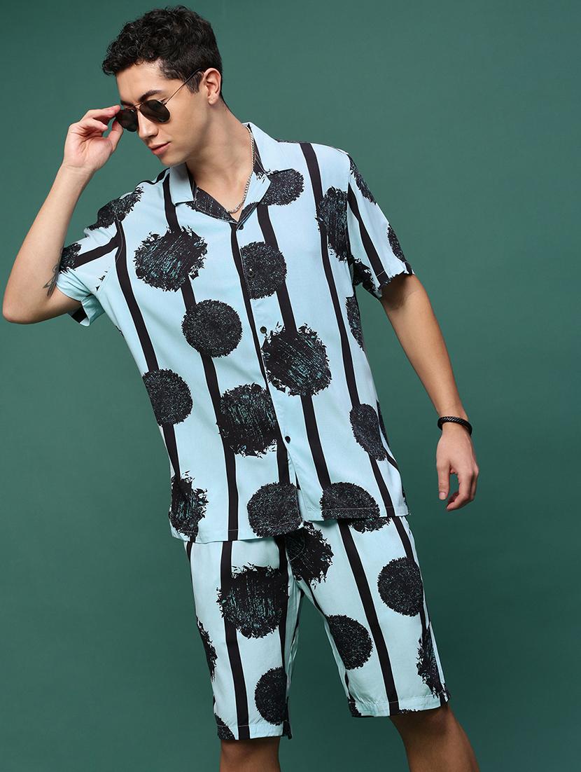 men blue printed co-ord sets - 21514655 - Standard Image - 1
