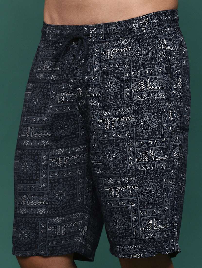 men blue cotton blend shirt & shorts co-ord set - 21514657 -  Standard Image - 6