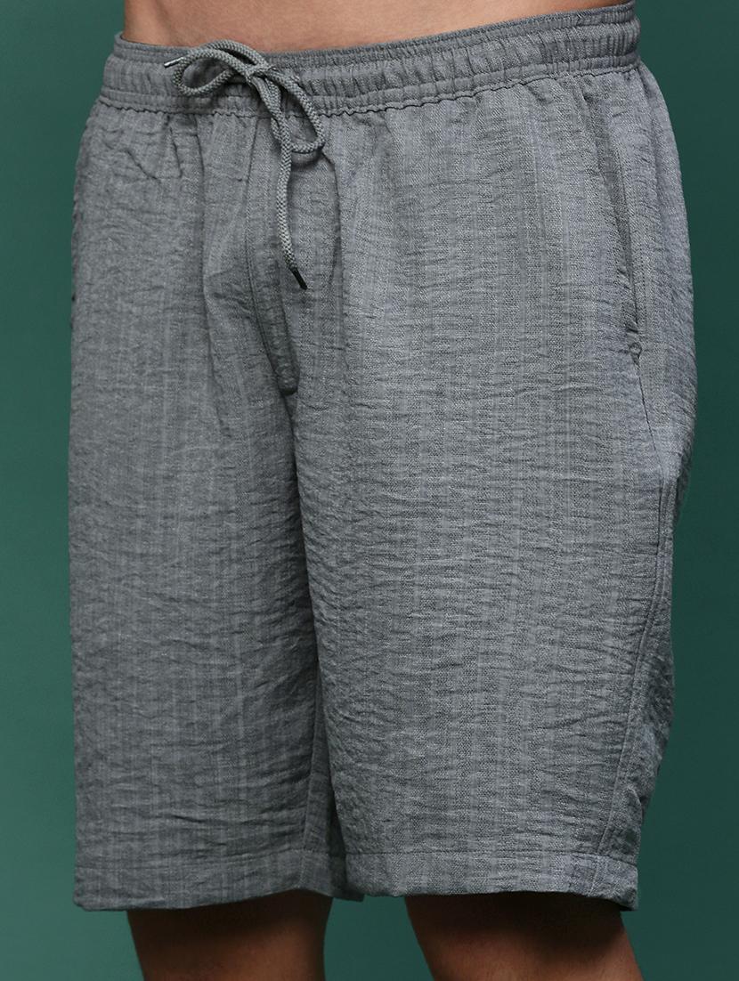 men grey cotton blend shirt & shorts co-ord set - 21514663 - Standard Image - 6