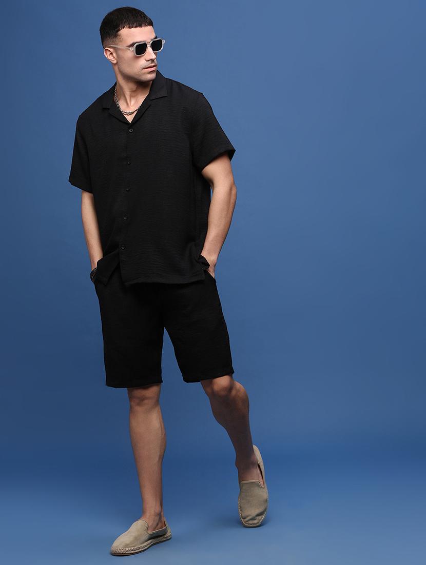 men collared solid co-ord set - 21514664 - Standard Image - 4