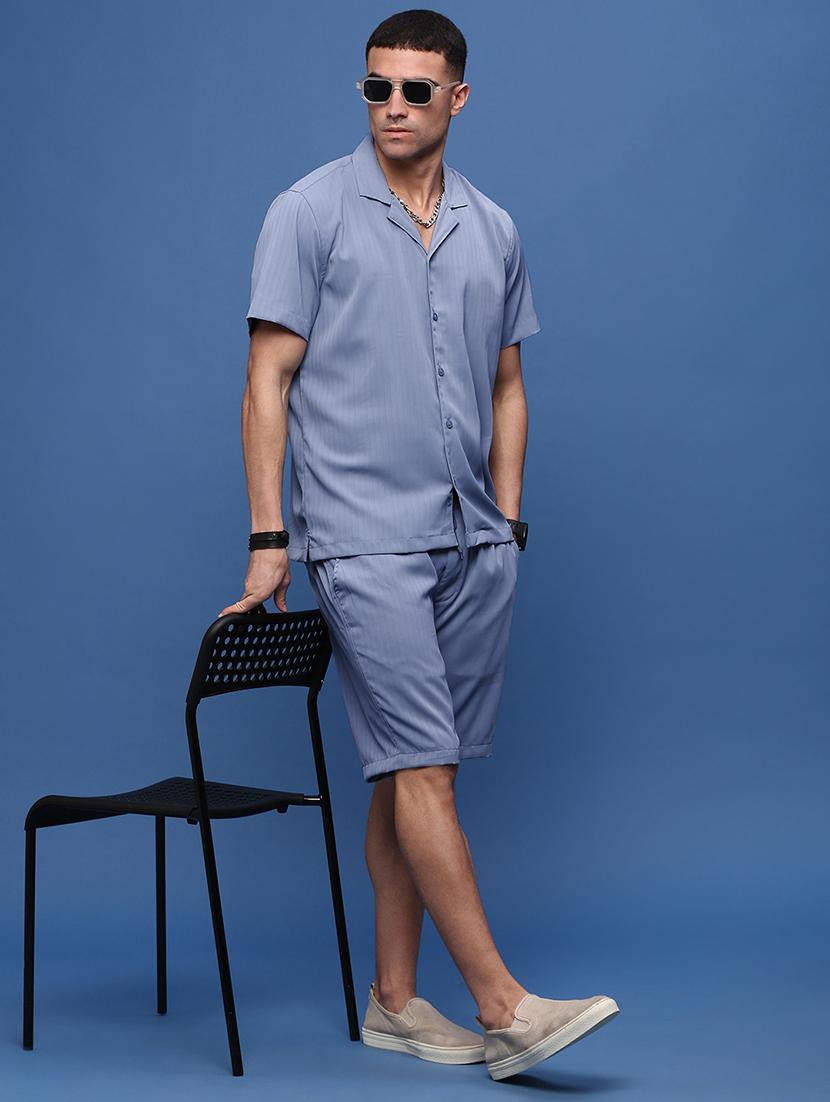 men purist blue self design co-ord sets - 21514668 - Standard Image - 4