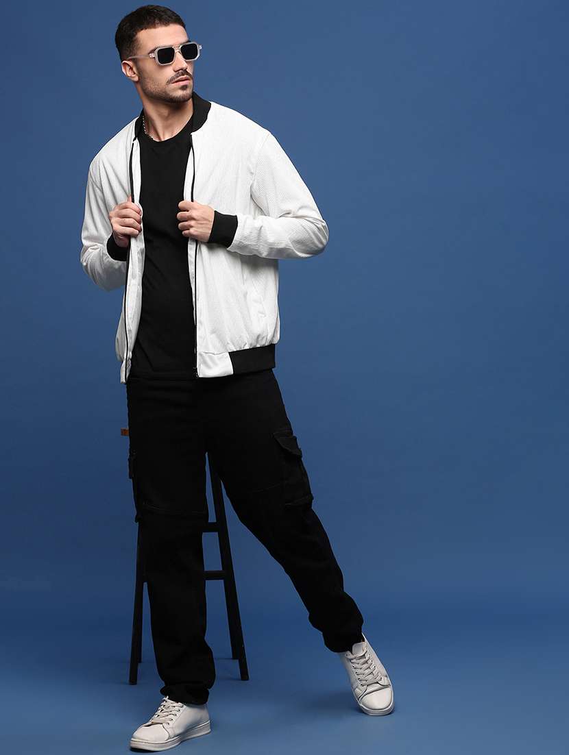 men long sleeve solid bomber jacket - 21514672 -  Standard Image - 4