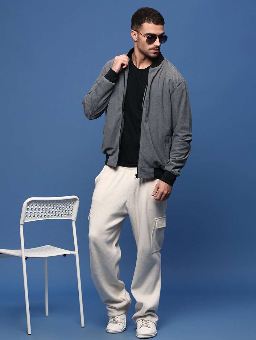 men grey solid long sleeve casual jacket - 21514674 - Standard Image - 4