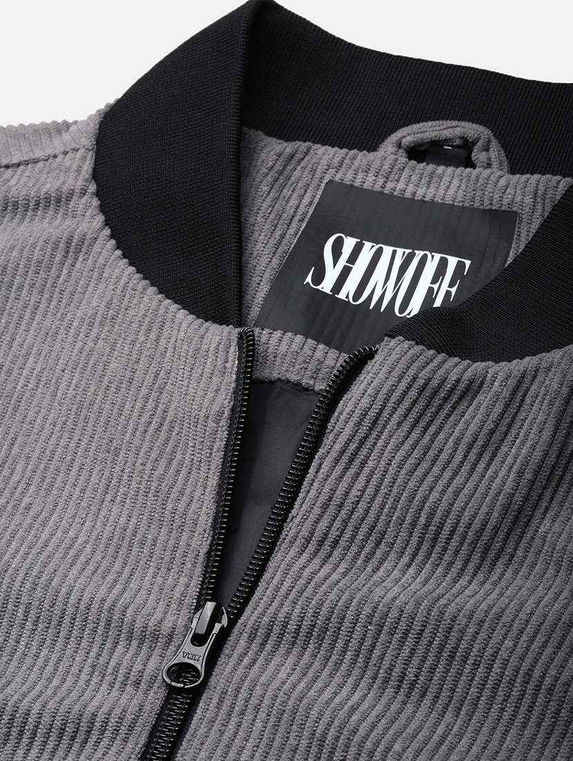 men grey solid long sleeve casual jacket - 21514674 - Standard Image - 6