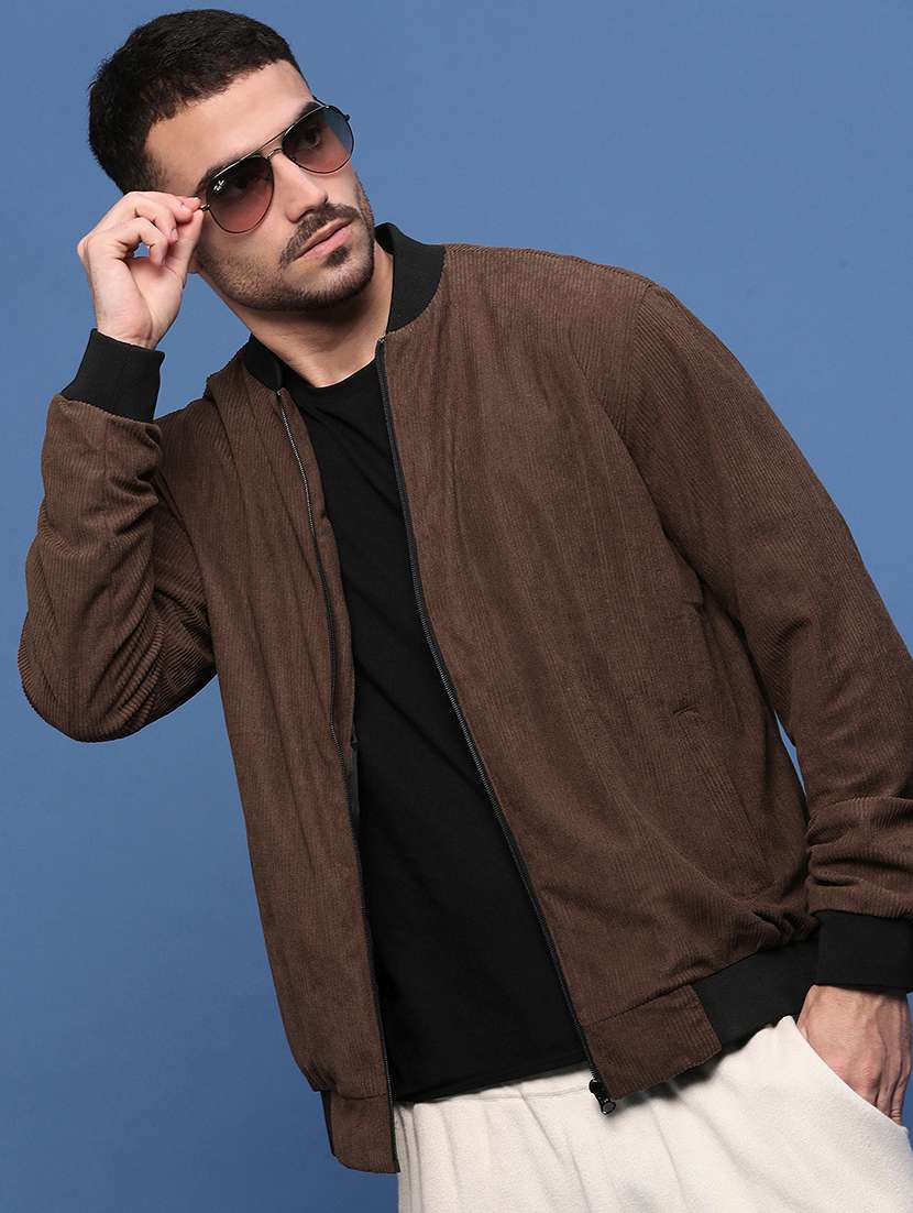 men long sleeve solid bomber jacket - 21514676 -  Standard Image - 1