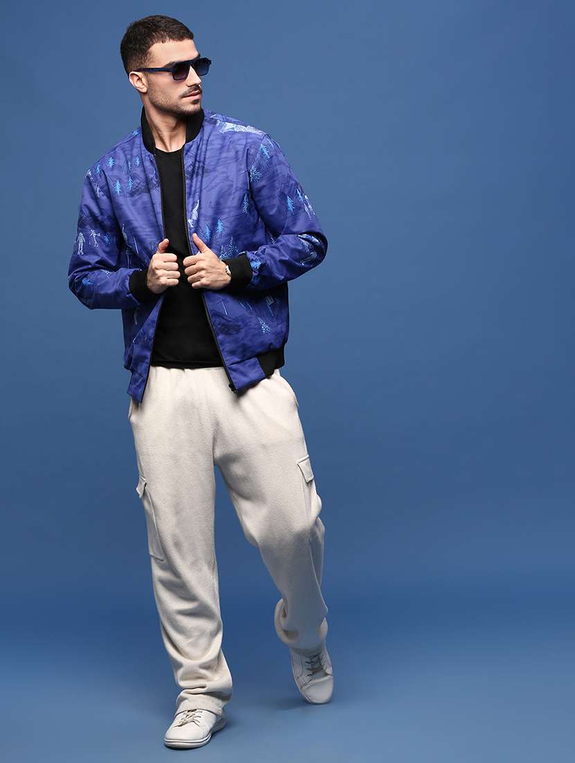 men blue graphic bomber jacket - 21514677 -  Standard Image - 4