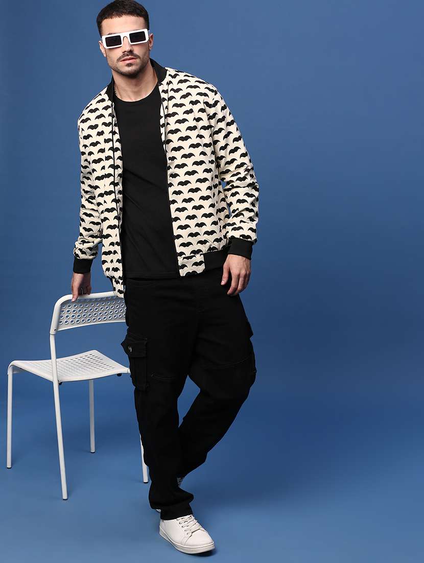men cream printed bomber jacket - 21514678 -  Standard Image - 4