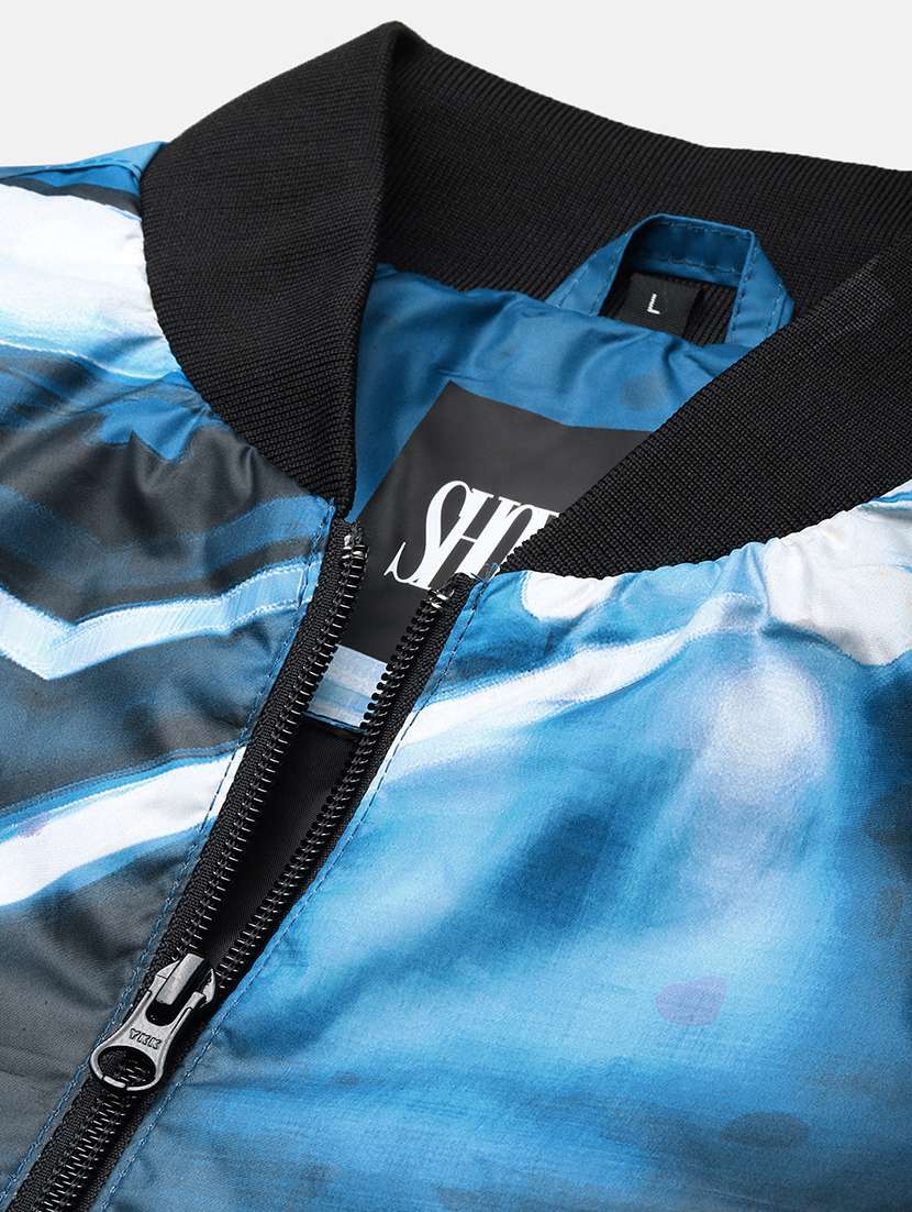 men blue printed bomber jacket - 21514679 -  Standard Image - 6