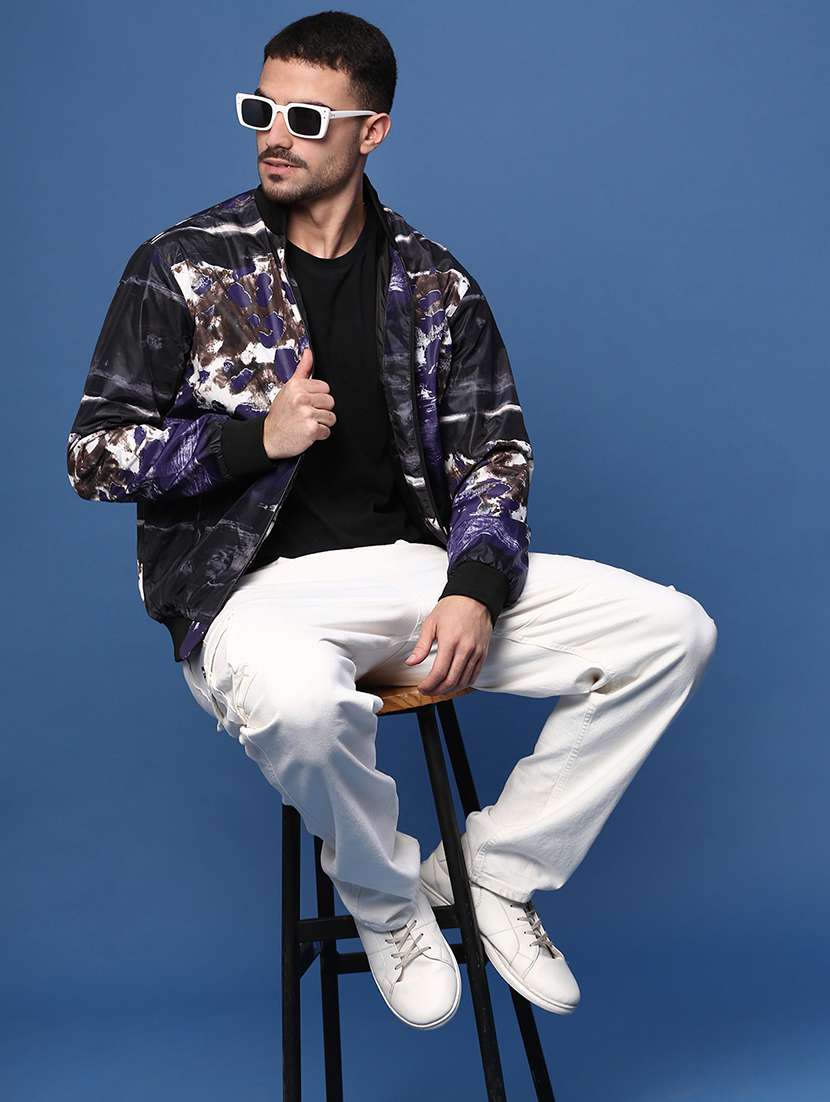 men long sleeve abstract printed bomber jacket - 21514680 -  Standard Image - 4