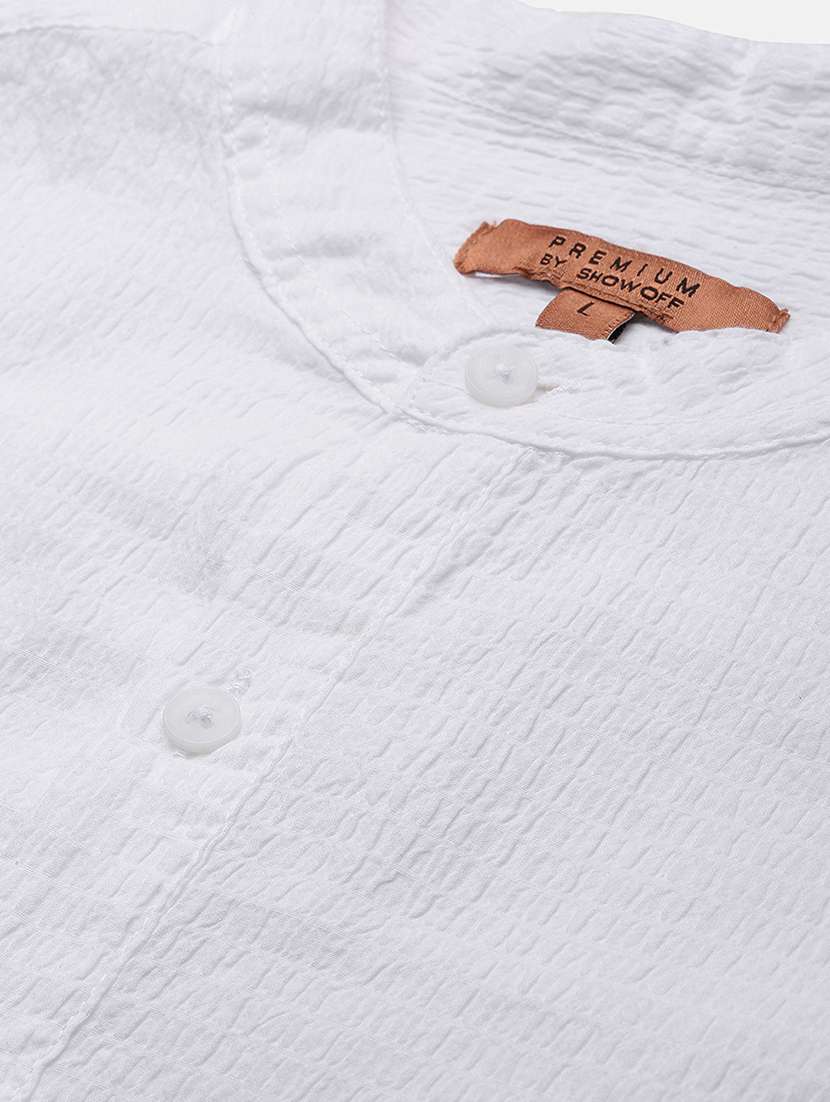 men mandarin neck solid short kurta - 21514684 -  Standard Image - 6