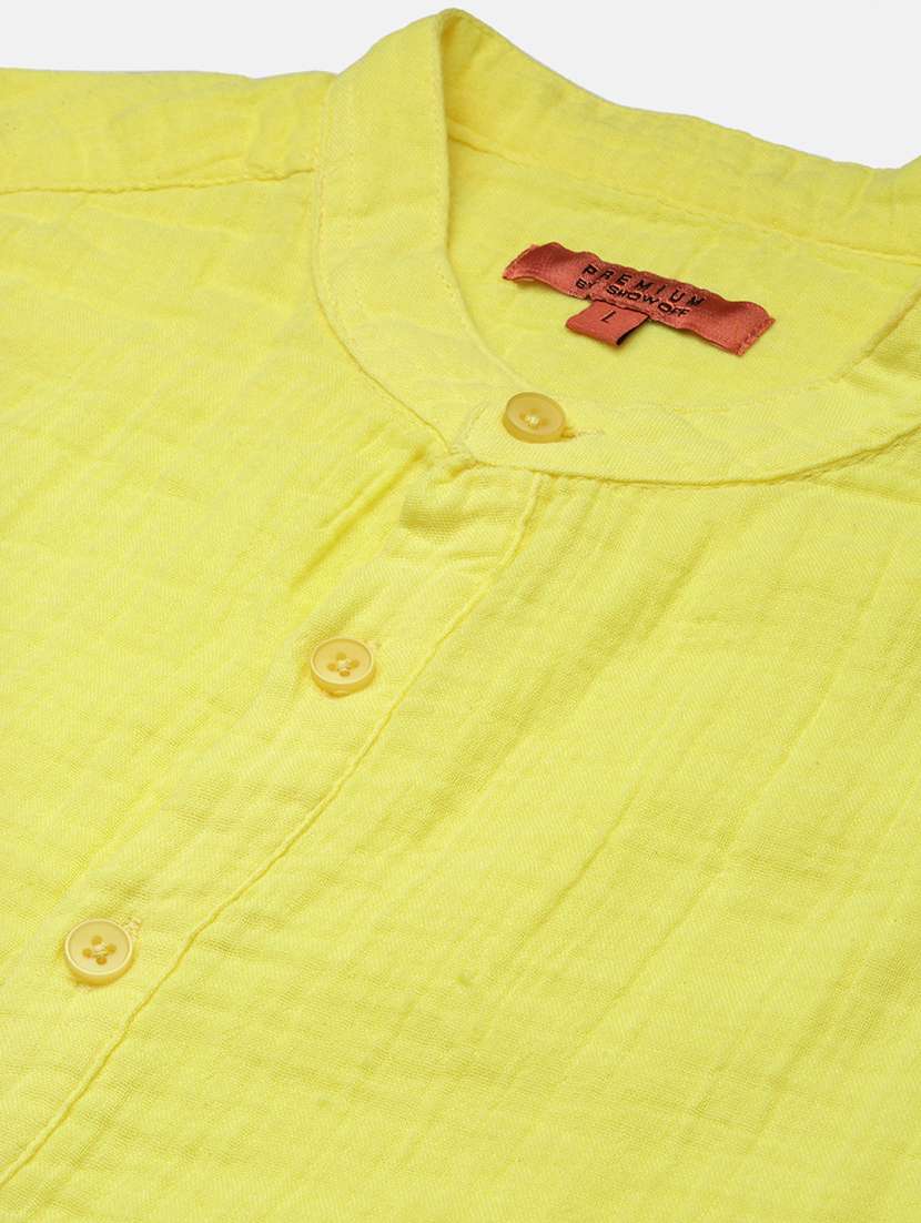 men mandarin neck solid short kurta - 21514689 -  Standard Image - 6