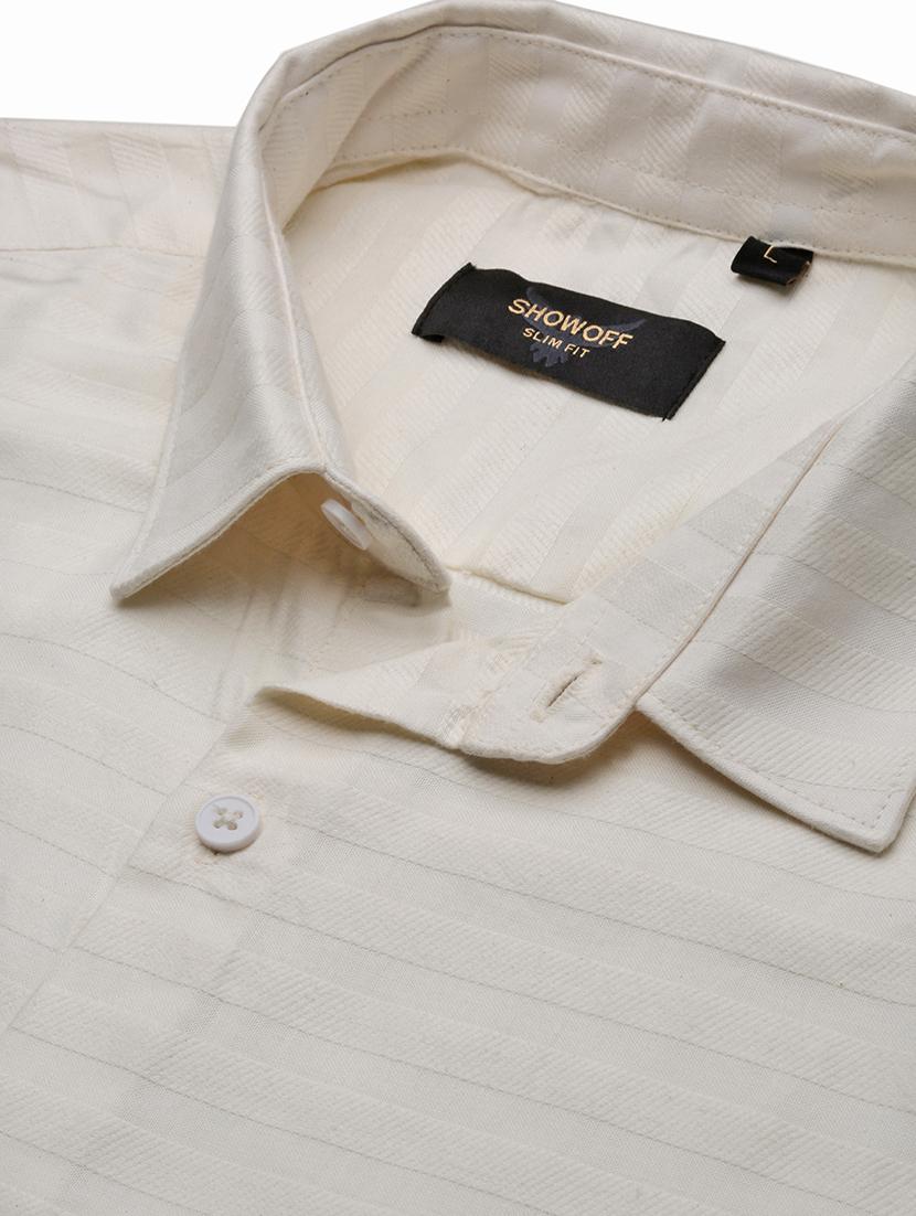men cream cotton blend casual shirt - 21514693 - Standard Image - 6