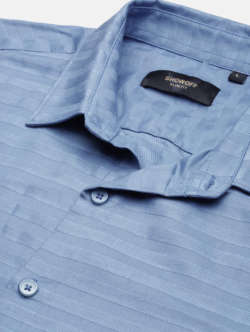 men blue cotton blend casual shirt - 21514698 - Standard Image - 6