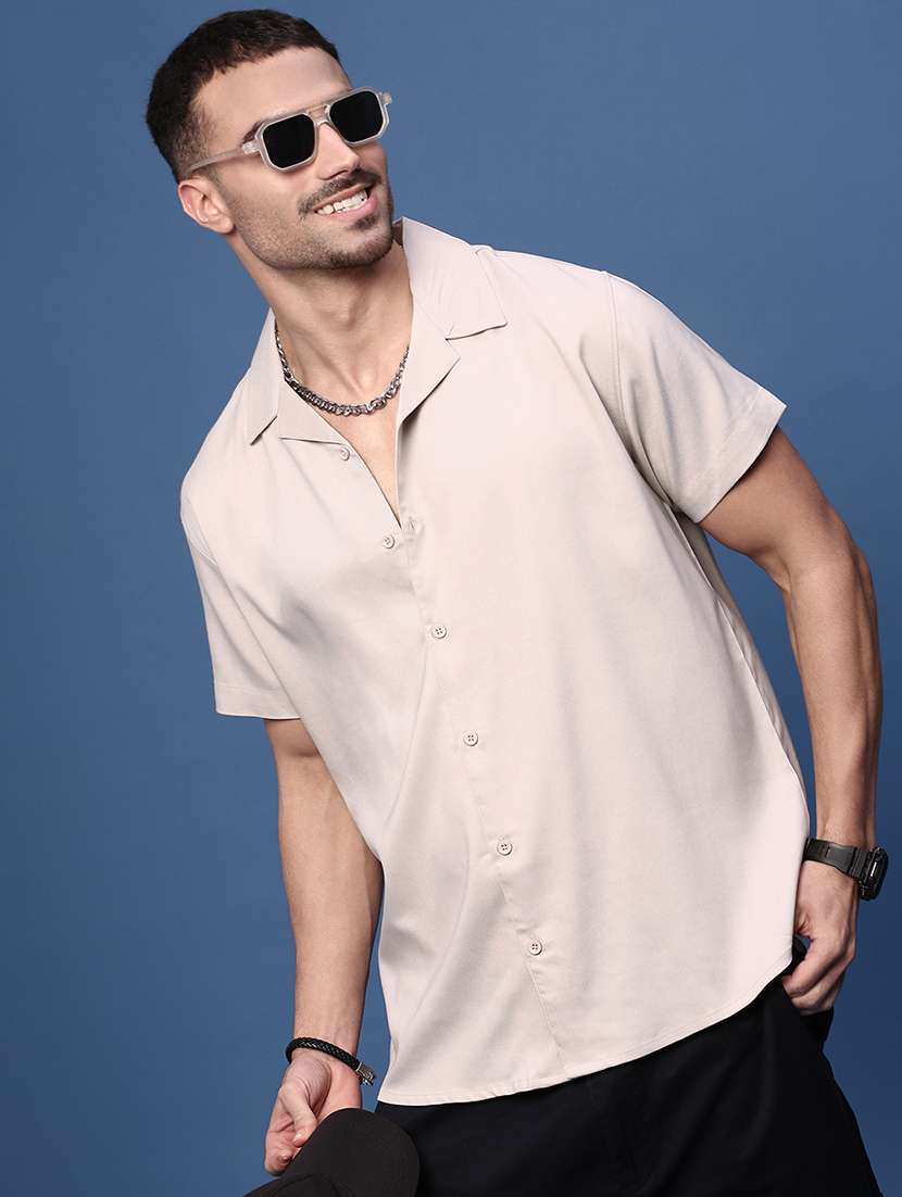 men solids short sleeves casual shirts - 21514704 -  Standard Image - 1