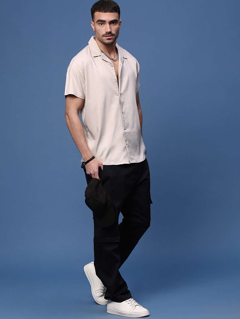 men solids short sleeves casual shirts - 21514704 -  Standard Image - 4